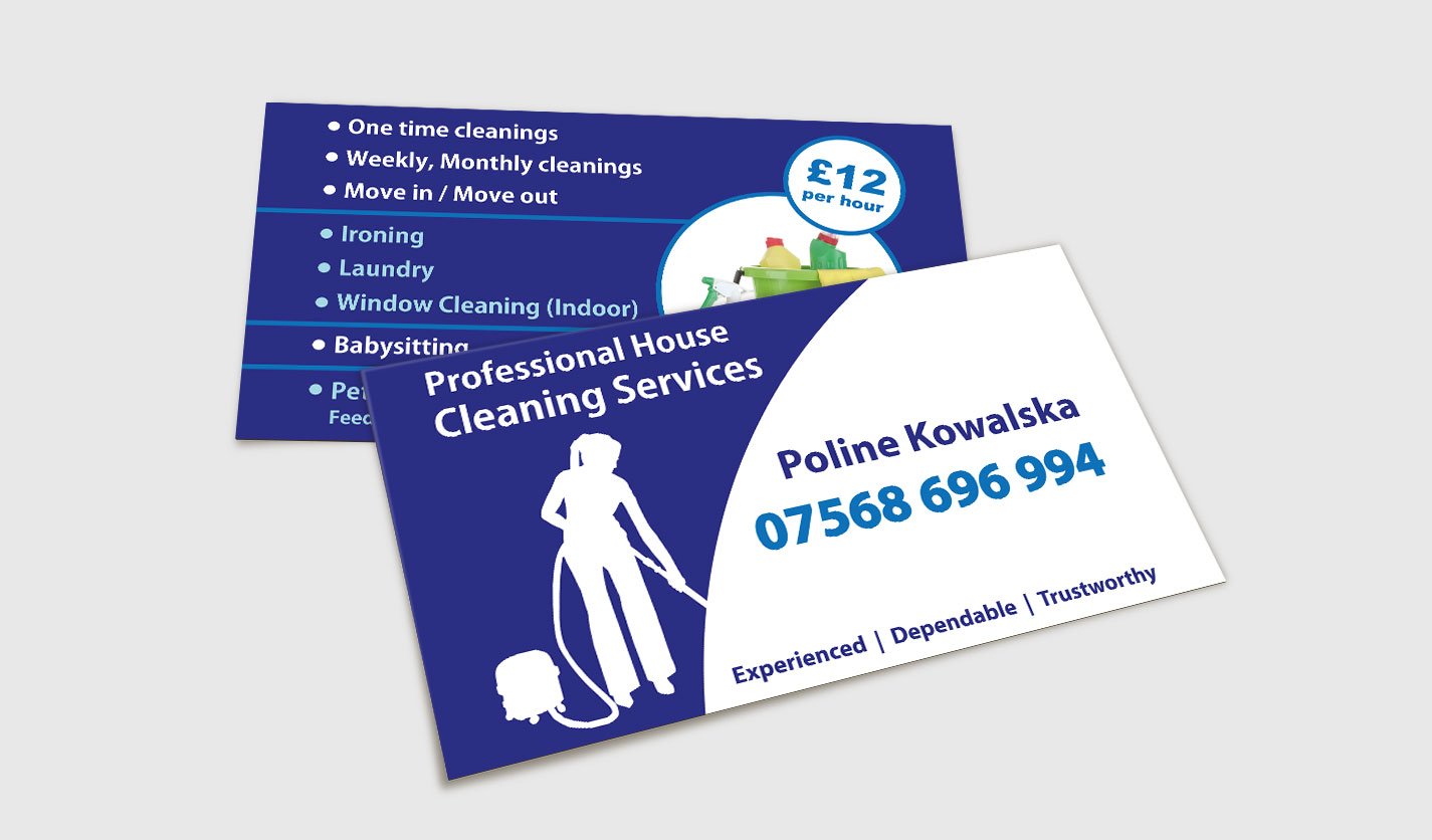 Professional House Cleaning Services - Business Cards - Web & Graphic Design Agency - Stockport